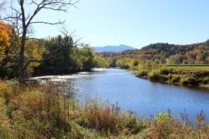 Lamoille River and Mt. Mansfield, Vermont in Autumn