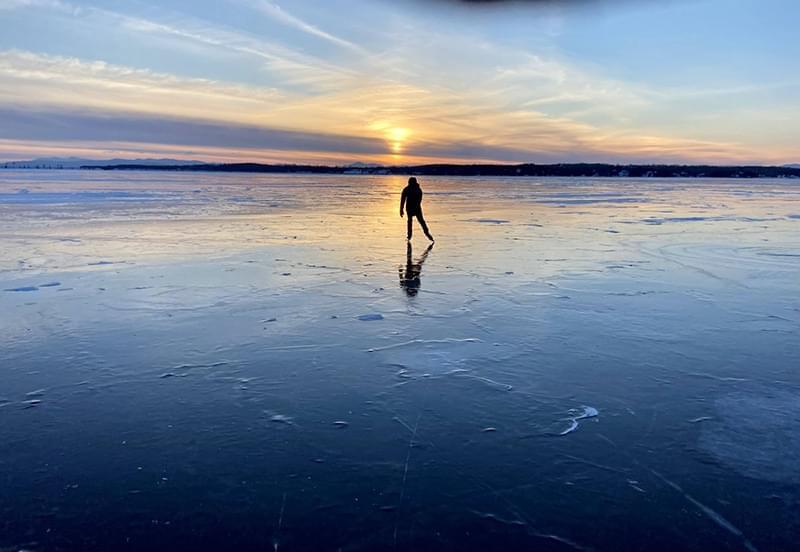 ice skater and sunset