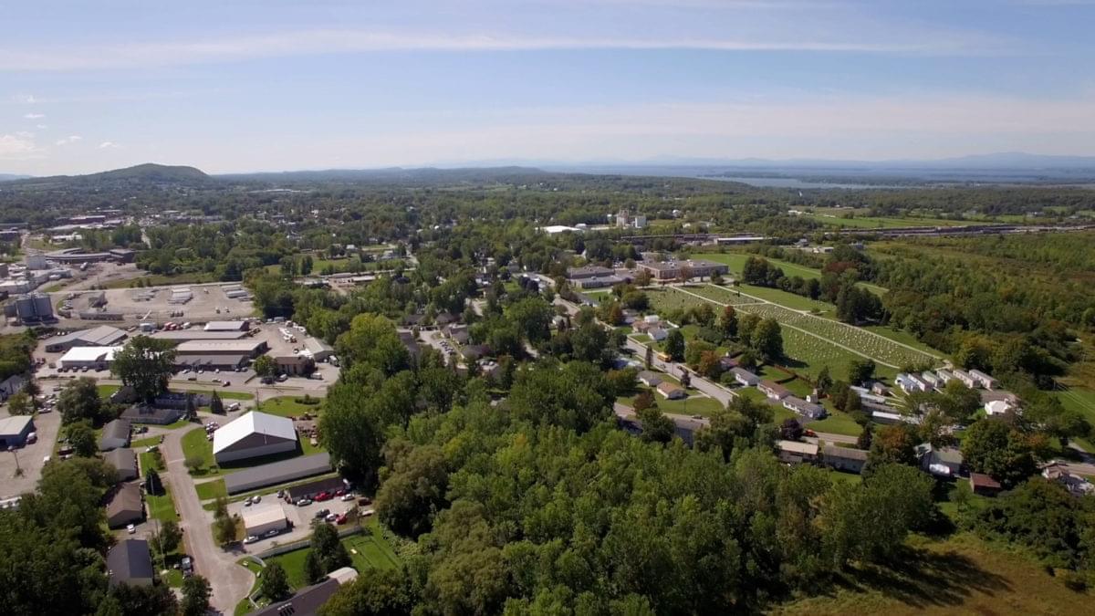 Aerial view of suburban area