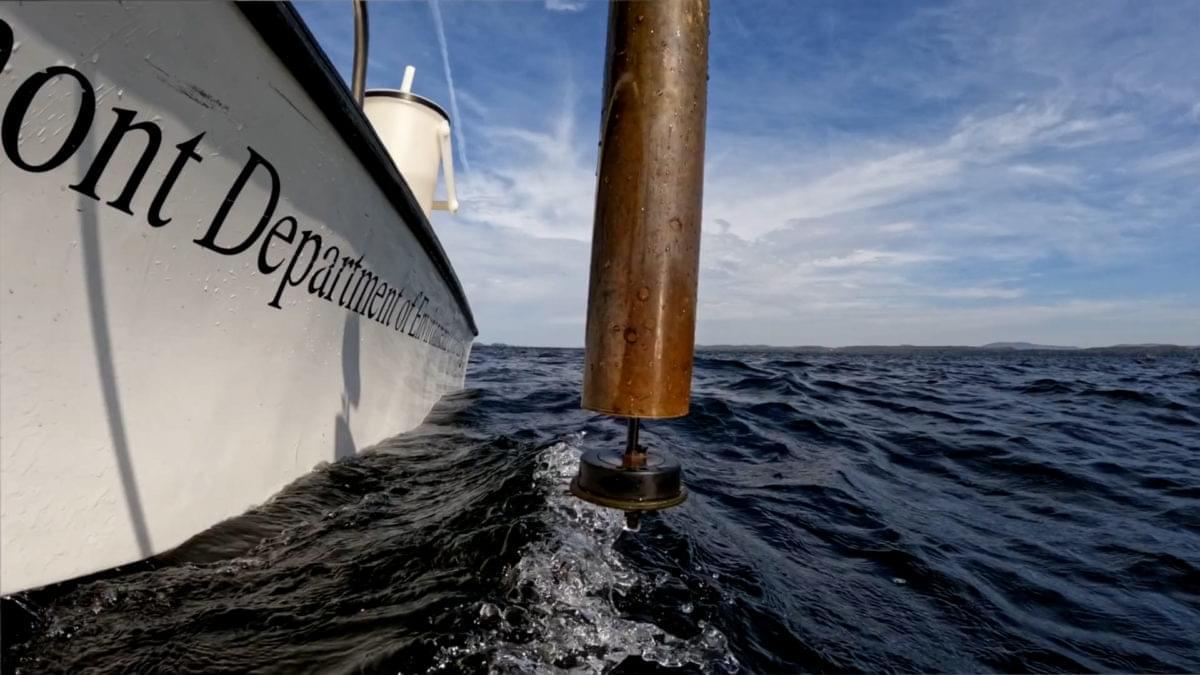 research vessel with water sampling equipment
